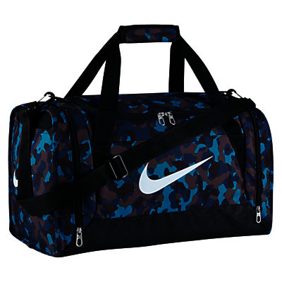 Nike Brasilia 6 Small Duffle Camo Print Bag, Blue/Black